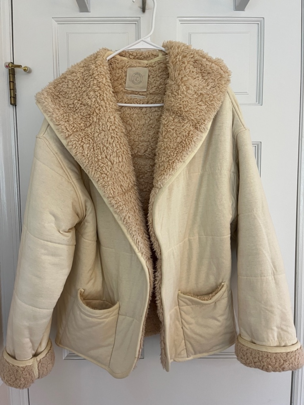 Urban Outfitters Cream Teddy Sherpa Jacket